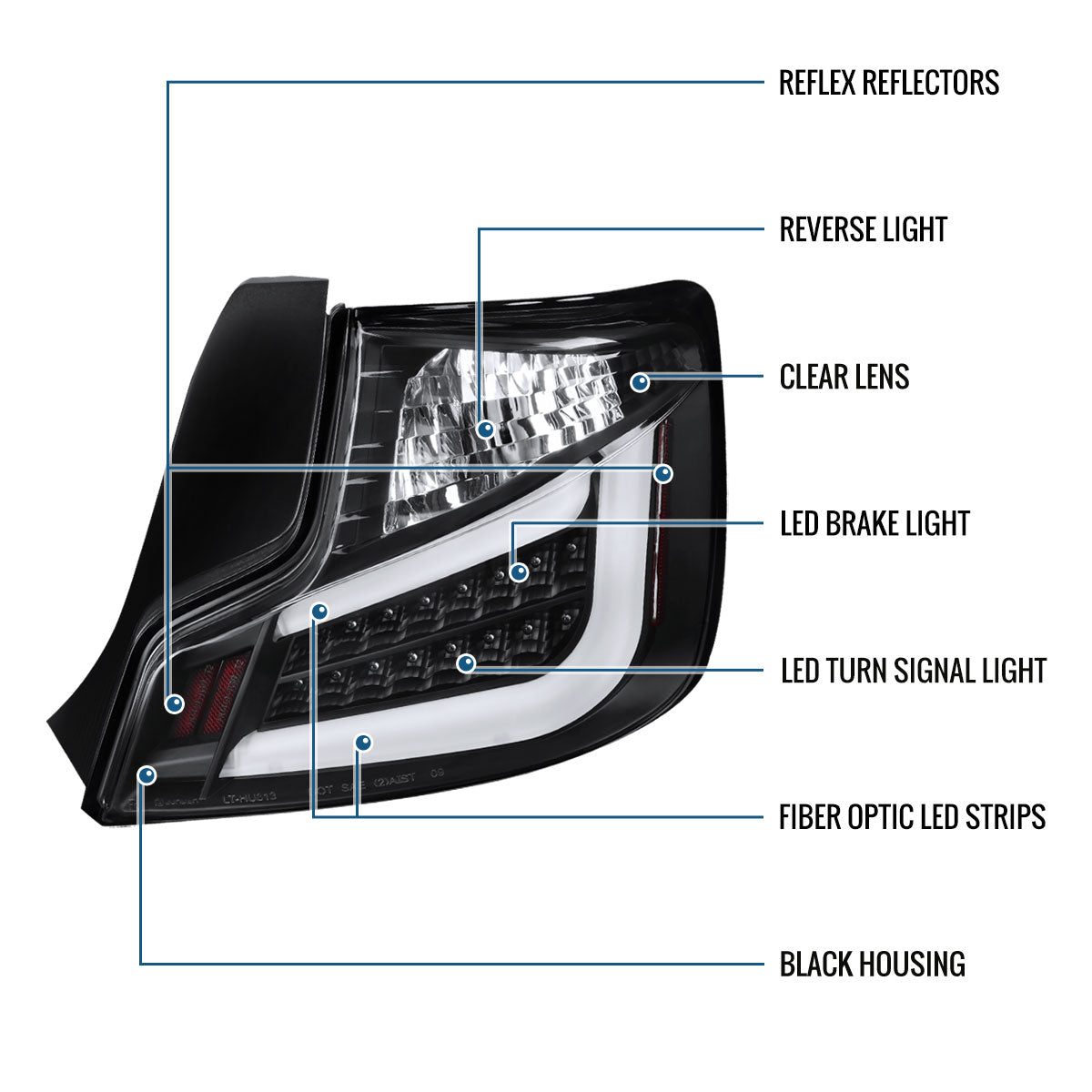 Ronnin - Fits 2011-2013 Scion tC Upgrade Replacement LED Tube Tail Lights Assembly Pair | Black