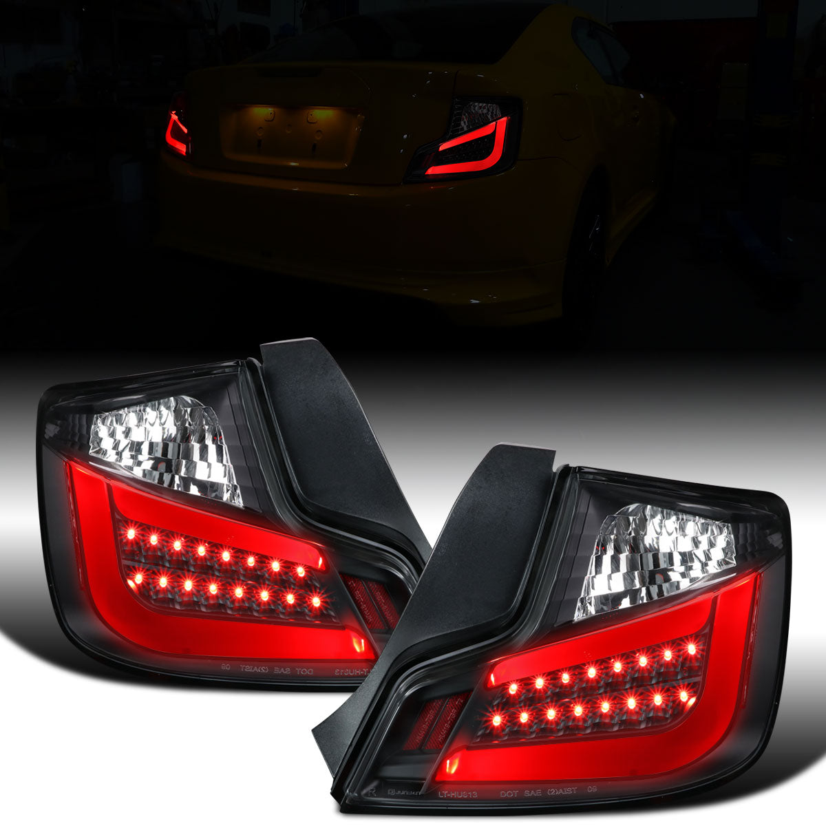 Ronnin - Fits 2011-2013 Scion tC Upgrade Replacement LED Tube Tail Lights Assembly Pair | Black