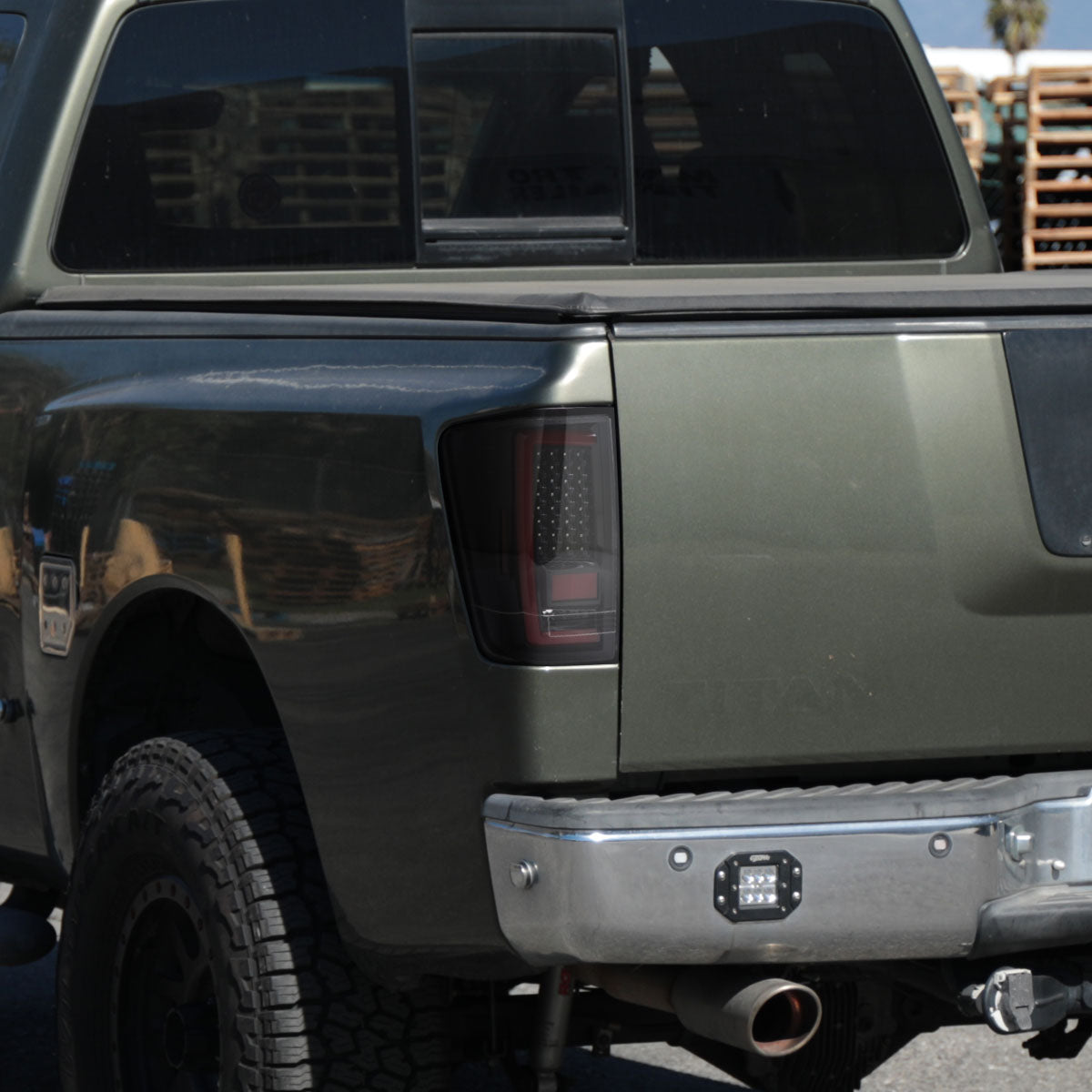 2004-2015 Nissan Titan LED Tube Integrated Brake and Turn Signals Tail Lights Assembly Pair | Gloss Black