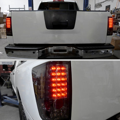 Ronnin - Fits 2004-2015 Nissan Titan First Gen Pickup Truck LED Integrated Brake and Turn Signals Tail Lights Assembly Replacement Pair | Smoke