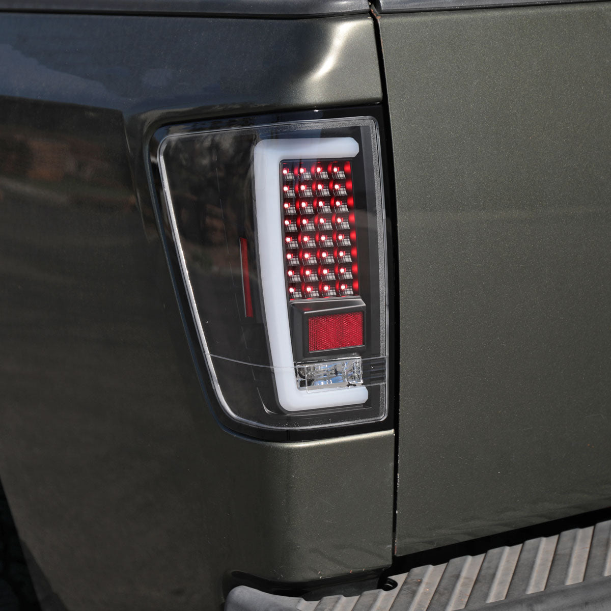 2004-2015 Nissan Titan LED Tube Integrated Brake and Turn Signals Tail Lights Assembly Pair | Black | White Tube