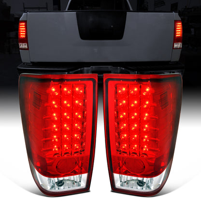 Ronnin - Fits 2004-2015 Nissan Titan First Gen Pickup Truck LED Integrated Brake and Turn Signals Tail Lights Assembly Replacement Pair | Red