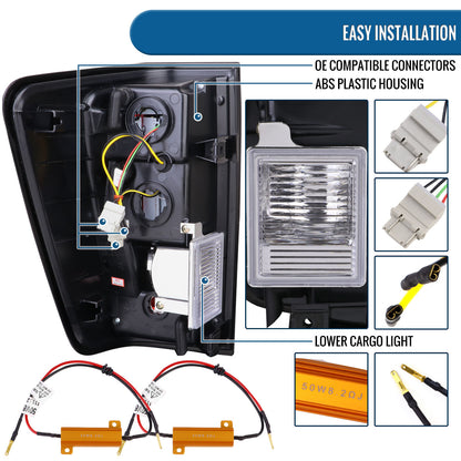 Ronnin - Se adapta a Nissan Titan 2004-2015 Luces traseras con tubo LED, señales de freno e intermitentes integradas, par | Rojo