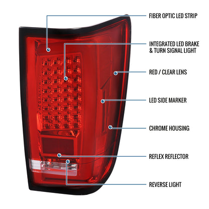 Ronnin - Se adapta a Nissan Titan 2004-2015 Luces traseras con tubo LED, señales de freno e intermitentes integradas, par | Rojo