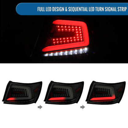 Ronnin - Compatible con Subaru Impreza WRX STI 2008-2014, faros traseros LED completos con intermitentes secuenciales, par | Negro Ahumado