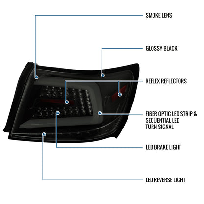 Ronnin - Compatible con Subaru Impreza WRX STI 2008-2014, faros traseros LED completos con intermitentes secuenciales, par | Negro Ahumado