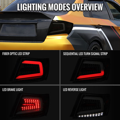 Ronnin - Compatible con Subaru Impreza WRX STI 2008-2014, faros traseros LED completos con intermitentes secuenciales, par | Negro Ahumado