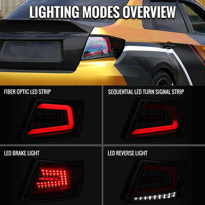 Ronnin - Compatible con Subaru Impreza WRX STI 2008-2014, faros traseros LED completos de actualización con intermitentes secuenciales, par | Negro brillante