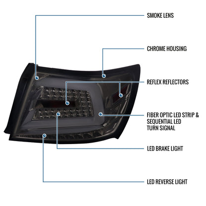Ronnin - Compatible con Subaru Impreza WRX STI 2008-2014, faros traseros LED completos de actualización US Spec con intermitentes secuenciales, juego de 2 | Ahumado