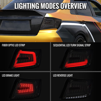Ronnin - Compatible con Subaru Impreza WRX STI 2008-2014, faros traseros LED completos de actualización US Spec con intermitentes secuenciales, juego de 2 | Ahumado