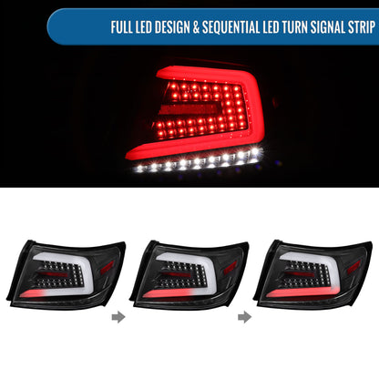 Ronnin - Compatible con Subaru Impreza WRX STI 2008-2014, faros traseros LED completos de actualización US Spec con intermitentes secuenciales, par | Negro | Tubo blanco