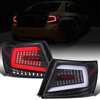 Ronnin - Compatible con Subaru Impreza WRX STI 2008-2014, faros traseros LED completos de actualización US Spec con intermitentes secuenciales, par | Negro | Tubo blanco