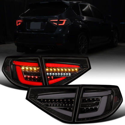 Ronnin - Compatible con Subaru Impreza Special Edition 2008-2014, luces traseras LED completas de actualización con intermitentes secuenciales, par | Negro Ahumado