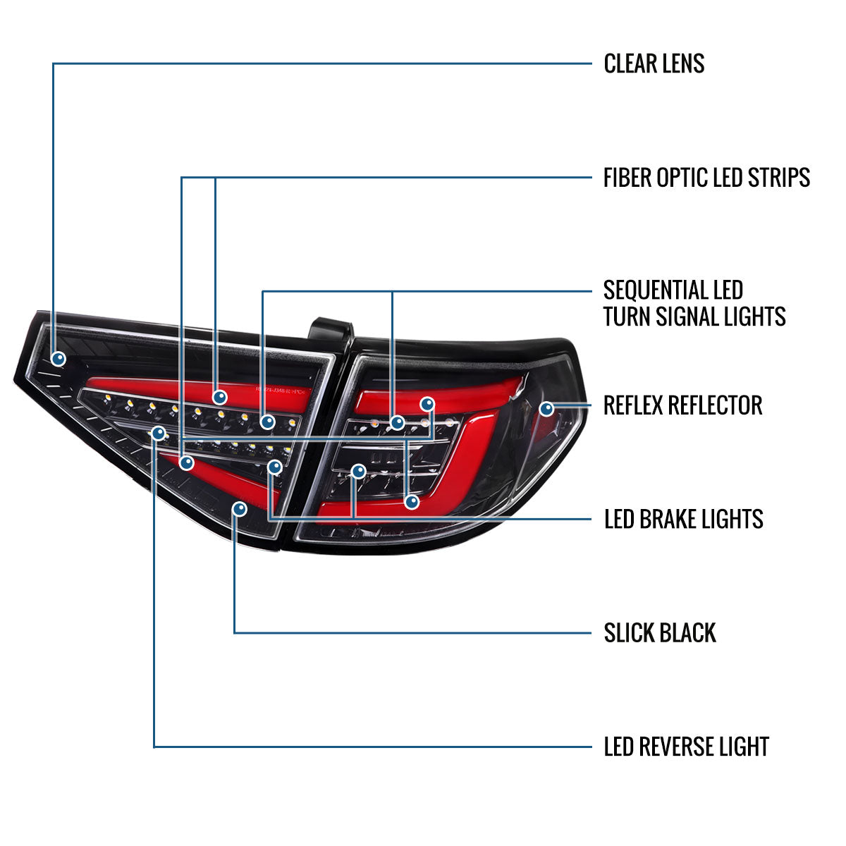 Ronnin - Se adapta a Subaru Impreza Special Edition 2008-2014, luces traseras LED completas mejoradas, montaje de señales de giro secuenciales, par | Negro brillante