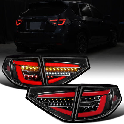 Ronnin - Se adapta a Subaru Impreza Special Edition 2008-2014, luces traseras LED completas mejoradas, montaje de señales de giro secuenciales, par | Negro brillante