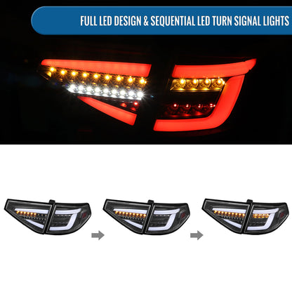 Ronnin - Se adapta a Subaru Impreza Edición Especial 2008-2014, Luces Traseras LED Completas de Actualización, Par de Ensamblaje con Luces Direccionales Secuenciales | Negro | Tubo Blanco