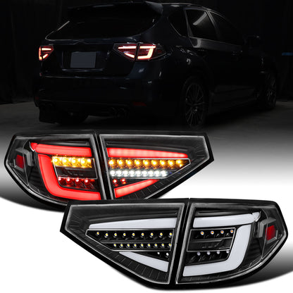 Ronnin - Se adapta a Subaru Impreza Edición Especial 2008-2014, Luces Traseras LED Completas de Actualización, Par de Ensamblaje con Luces Direccionales Secuenciales | Negro | Tubo Blanco