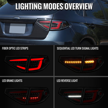 Ronnin - Se adapta a Subaru Impreza 2008-2014 Edición Especial Mejora de Conjunto Completo de Luces Traseras LED con Intermitentes Secuenciales | Negro