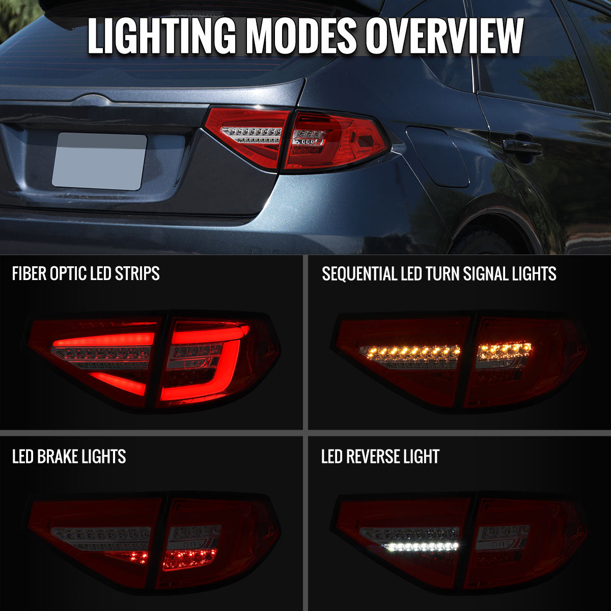 Ronnin - Compatible con Subaru Impreza Edición Especial 2008-2014, Luces Traseras Full LED Mejoradas, Par de Conjuntos de Intermitentes Secuenciales | Rojo