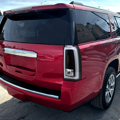 Ronnin - Compatible con GMC Yukon XL Denali 2015-2020 con luces traseras LED de tubo integradas para freno y direccionales, par | Negras | Tubo blanco