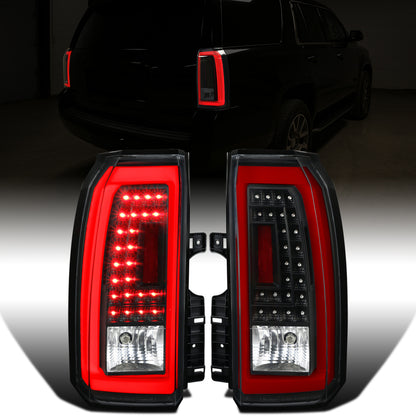 Ronnin - Compatible con GMC Yukon XL Denali 2015-2020 Luz trasera LED de tubo con luz de freno e intermitentes integrados, par | Negro