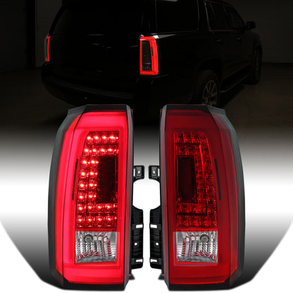 Ronnin - Se adapta a GMC Yukon XL Denali 2015-2020 con luces traseras de tubo con freno y direccionales LED integrados, par de montaje | Rojo