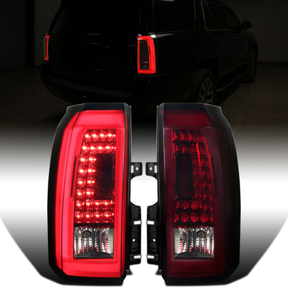 Ronnin - Se adapta a GMC Yukon XL Denali de 2015-2020 con luces traseras LED integradas de freno e intermitentes (par) | Rojo ahumado