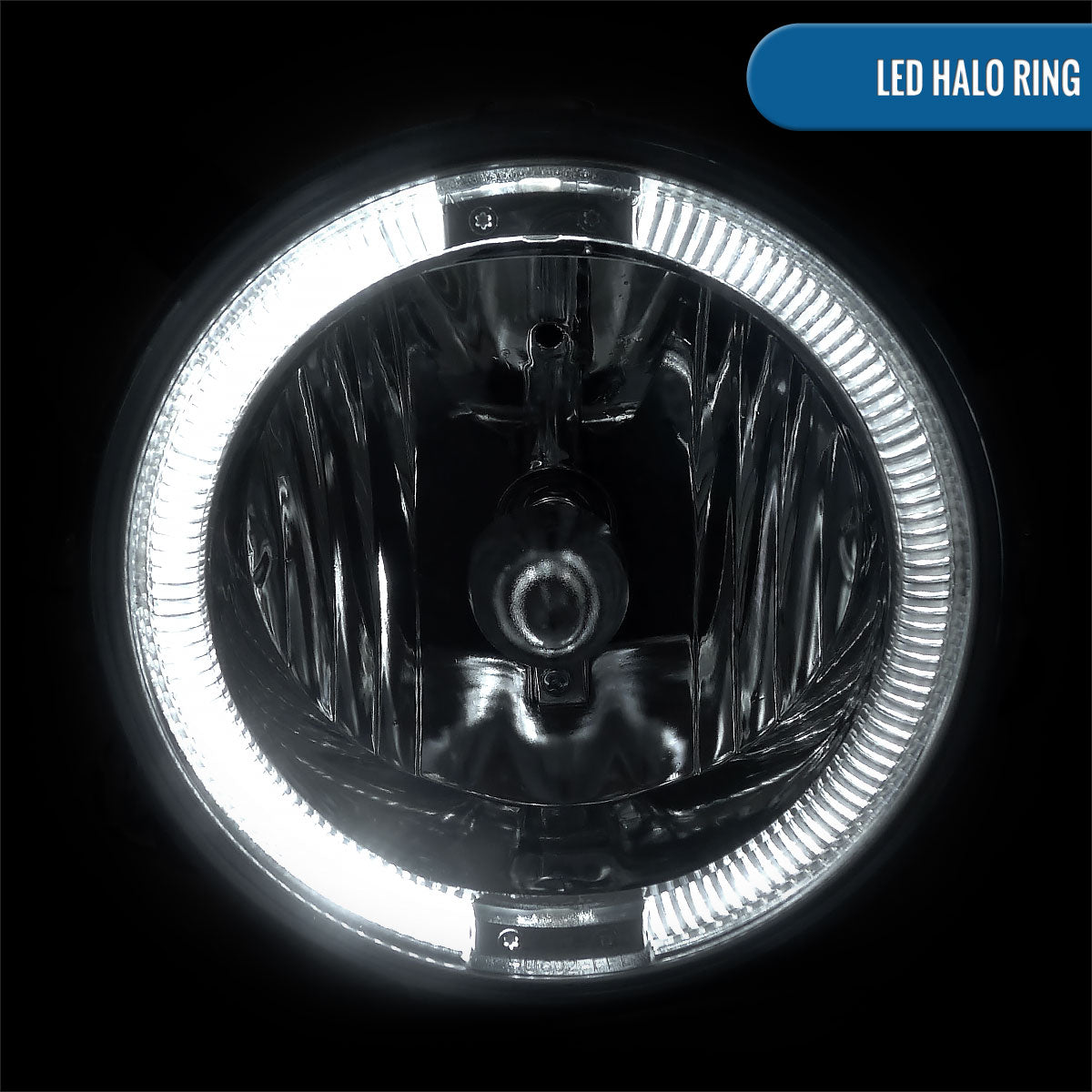 Ronnin - Se adapta a Ford Mustang GT Deluxe Premium Halo Rims Bumper Driving Fog Lights Assembly Par 2005-2009 | Cromo