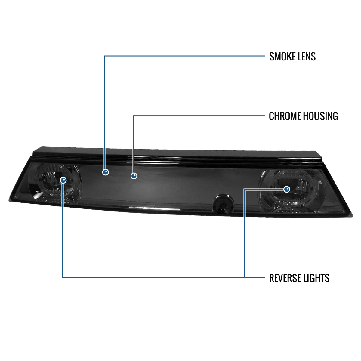 Ronnin - Fits 1989-1994 Nissan 240SX S13 Hatchback Rear Trunk Lid Center Tail Light Panel Assembly Replacement Piece | Smoke