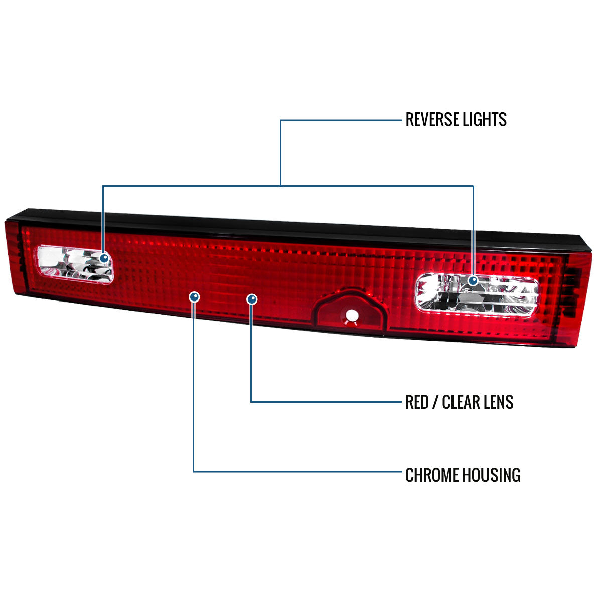 1989-1994 Nissan 240SX S13 Rear Trunk Lid Center Tail Light Panel Assembly Replacement Piece | Red