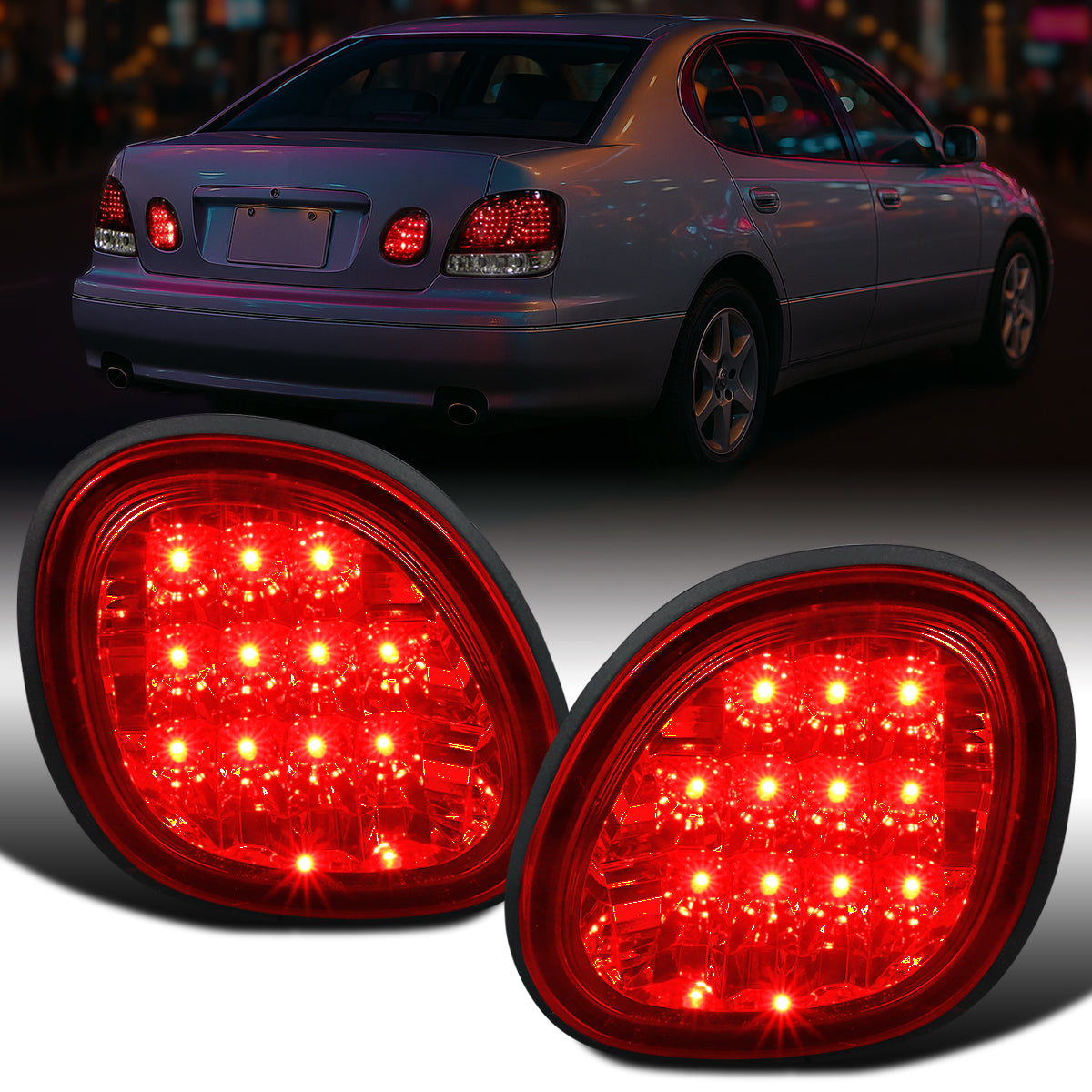 Ronnin - Compatible con Lexus GS300 GS400 GS430 1998-2005 Par de luces traseras LED para maletero | Rojo