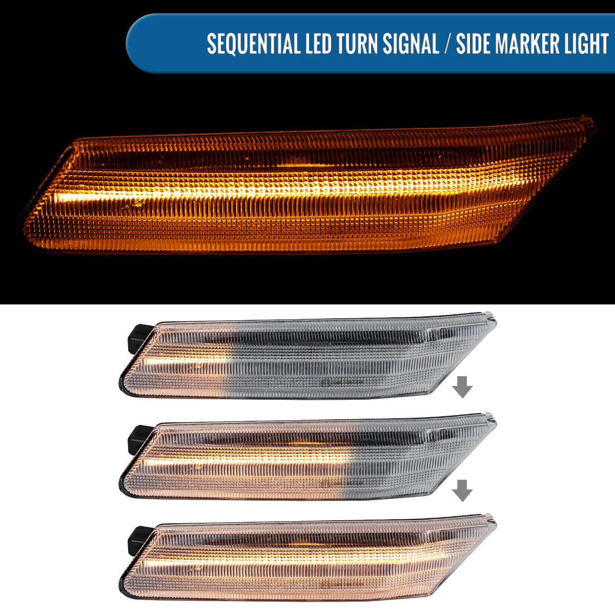 Ronnin - Compatible con Porsche 911 Boxster Caymen 2005-2012 Intermitentes LED secuenciales Luces de posición laterales Parachoques Conjunto de repuesto | Cromado
