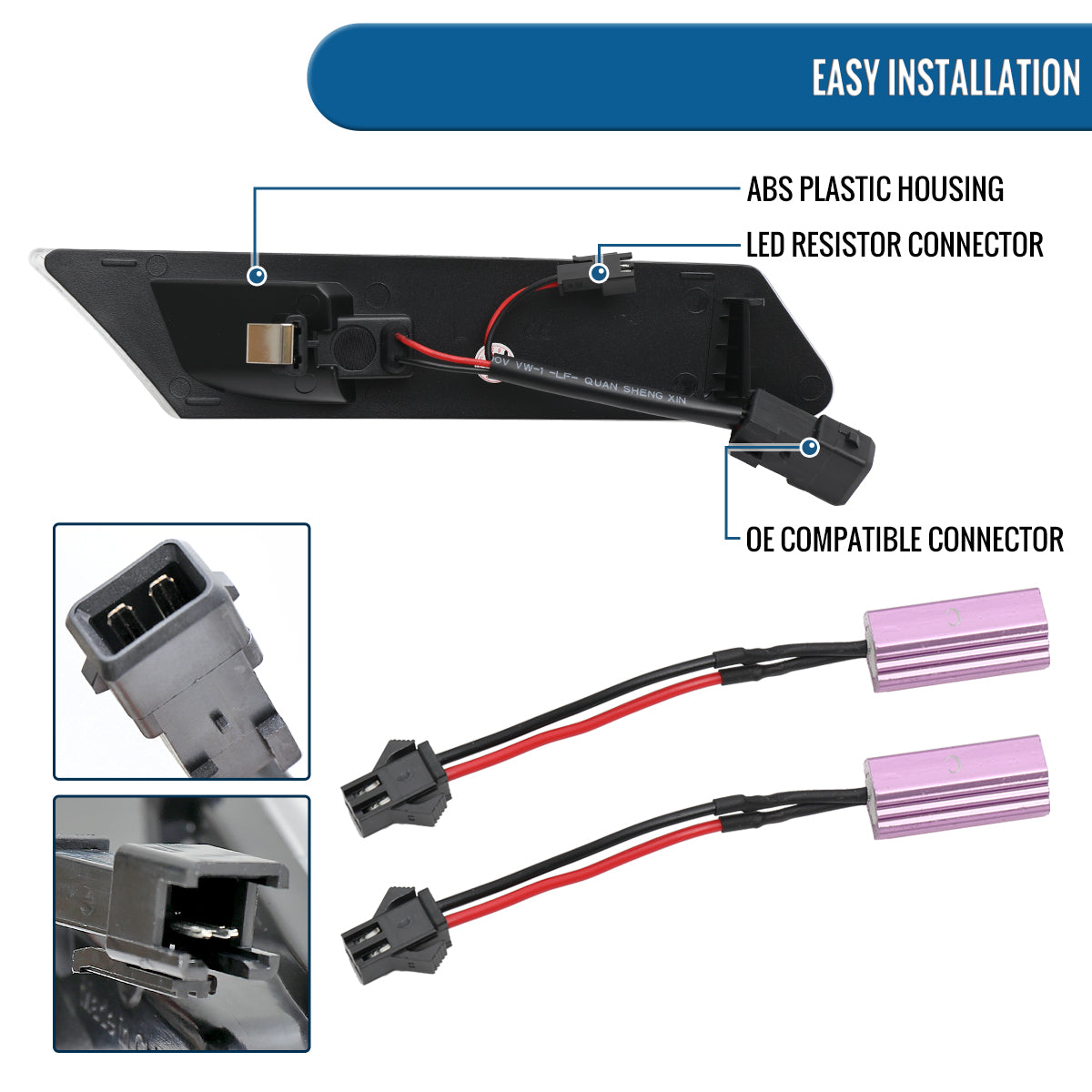 Ronnin - Compatible con Porsche 911 Boxster Caymen 2005-2012 Intermitentes LED secuenciales Luces de posición laterales Parachoques Conjunto de repuesto | Cromado