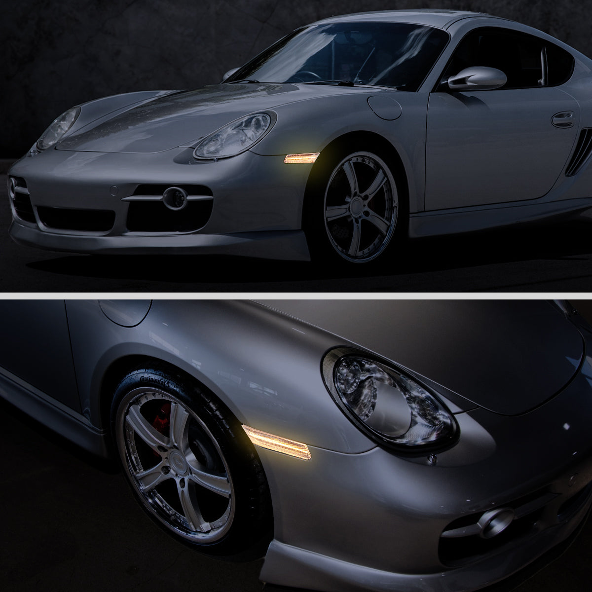 Ronnin - Compatible con Porsche 911 Boxster Caymen 2005-2012 Intermitentes LED secuenciales Luces de posición laterales Parachoques Conjunto de repuesto | Cromado