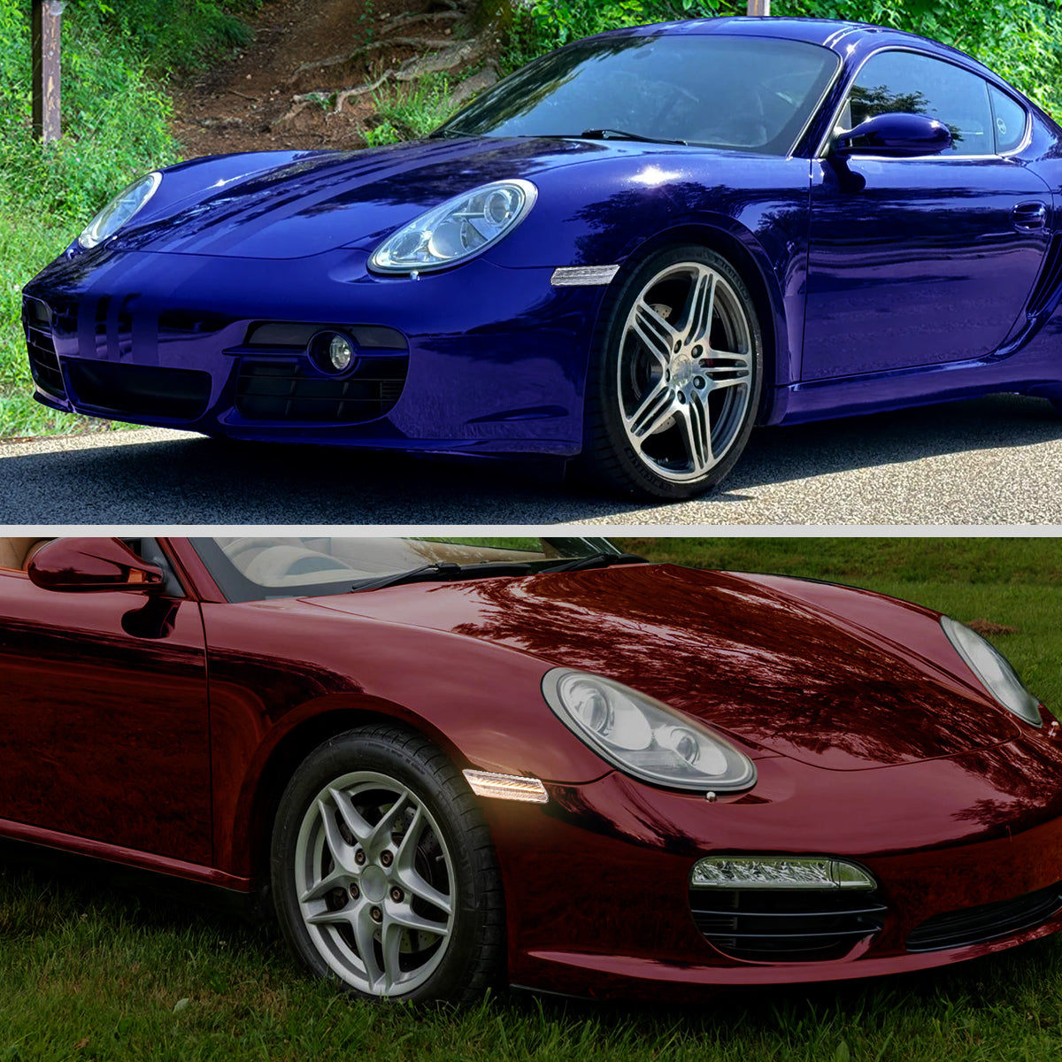 Ronnin - Compatible con Porsche 911 Boxster Caymen 2005-2012 Intermitentes LED secuenciales Luces de posición laterales Parachoques Conjunto de repuesto | Cromado