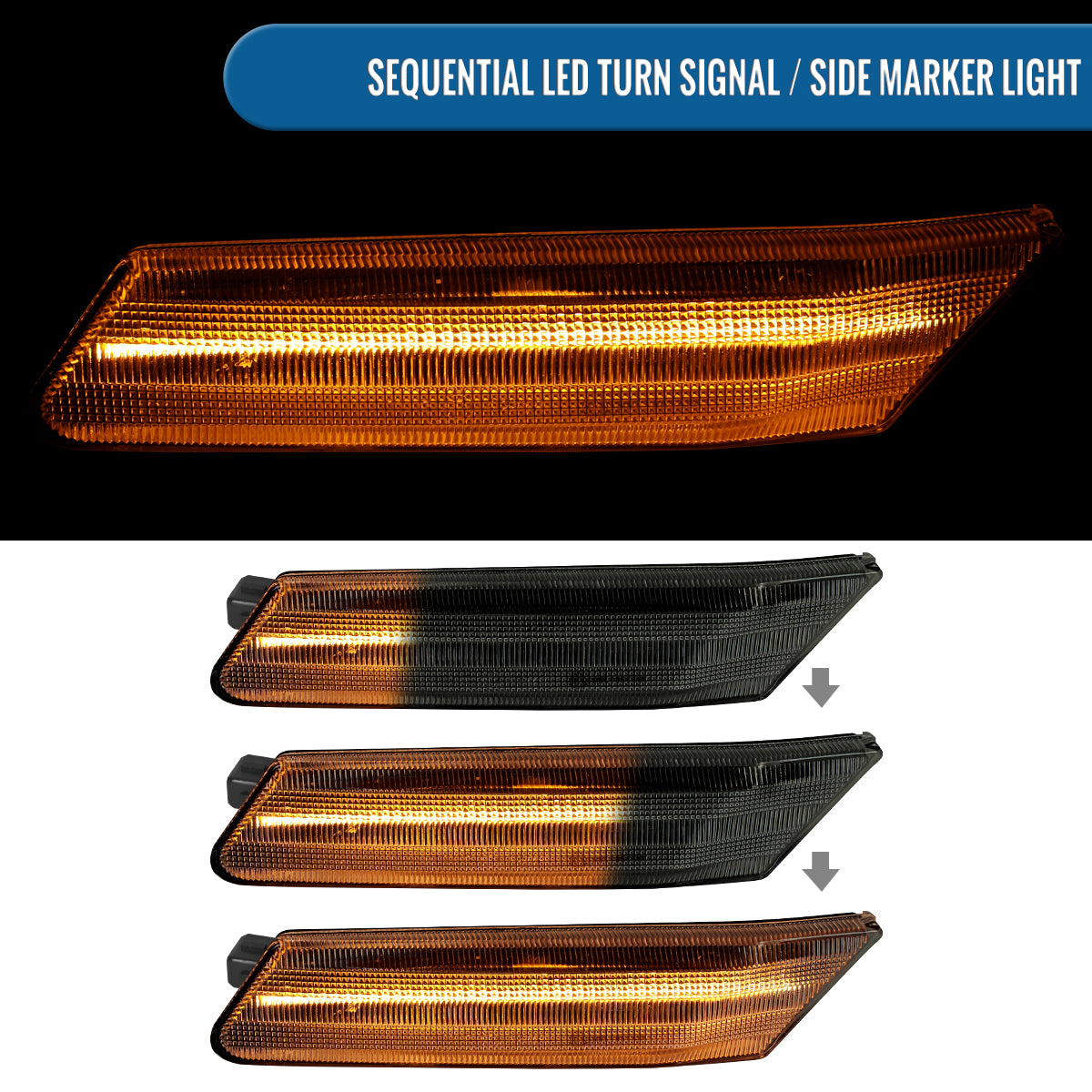 Ronnin - Compatible con Porsche 911 Boxster Caymen 2005-2012 Intermitentes laterales LED secuenciales de parachoques | Par de montaje de repuesto negro ahumado