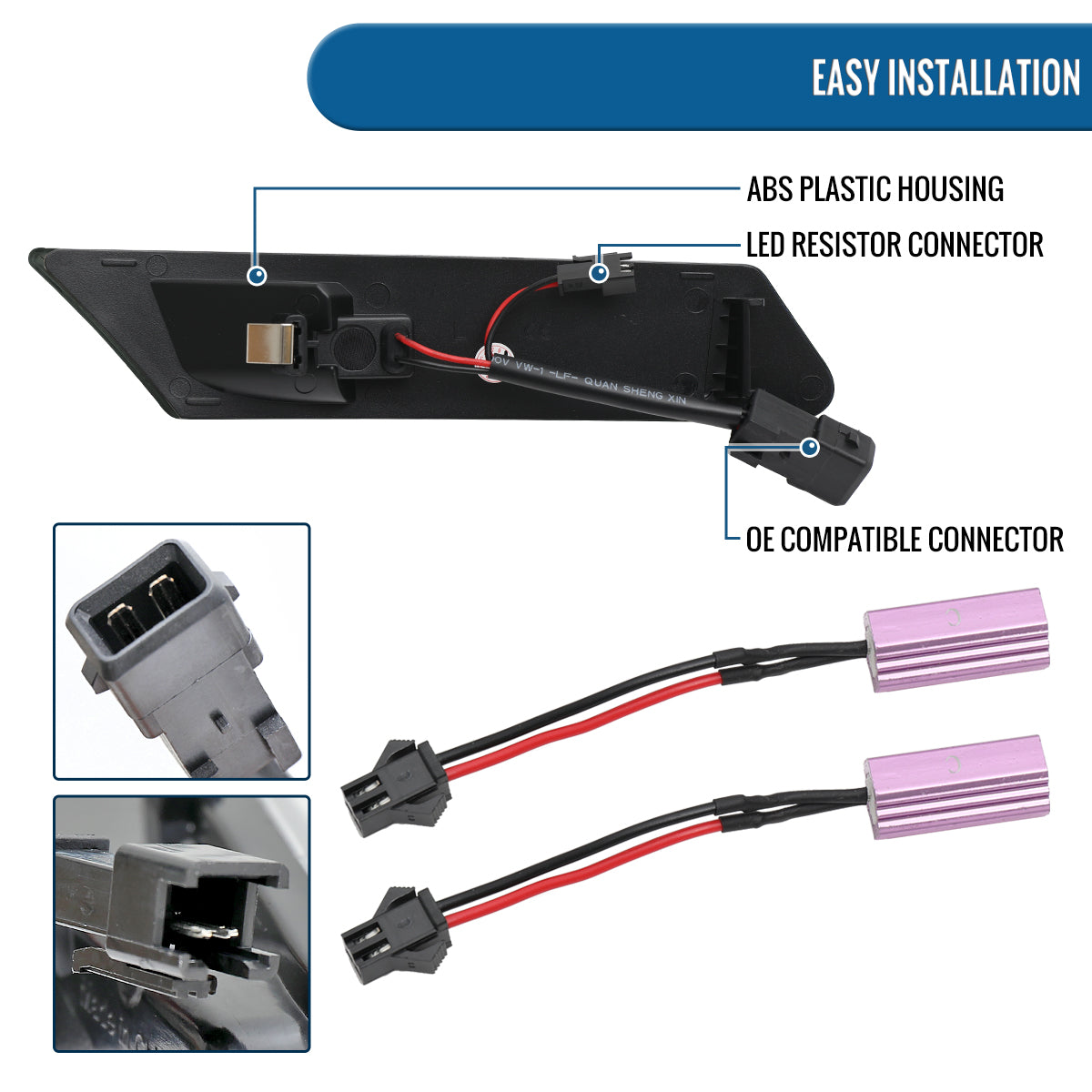 Ronnin - Compatible con Porsche 911 Boxster Caymen 2005-2012 Intermitentes laterales LED secuenciales de parachoques | Par de montaje de repuesto negro ahumado