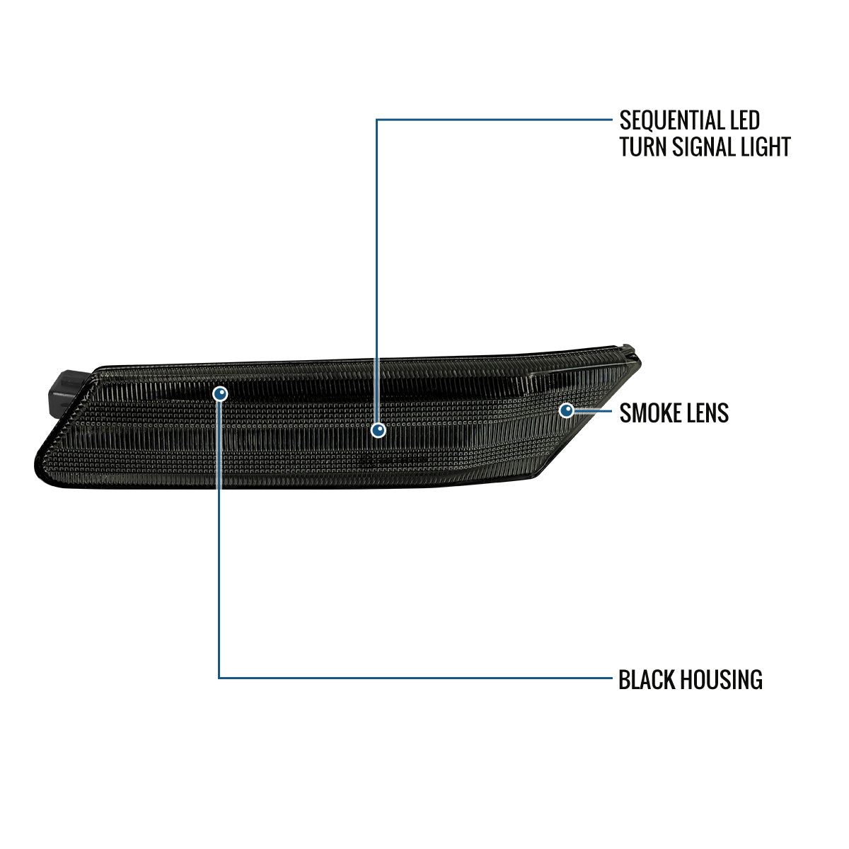 Ronnin - Compatible con Porsche 911 Boxster Caymen 2005-2012 Intermitentes laterales LED secuenciales de parachoques | Par de montaje de repuesto negro ahumado