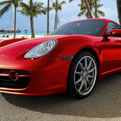 Ronnin - Compatible con Porsche 911 Boxster Caymen 2005-2012 Intermitentes laterales LED secuenciales de parachoques | Par de montaje de repuesto negro ahumado