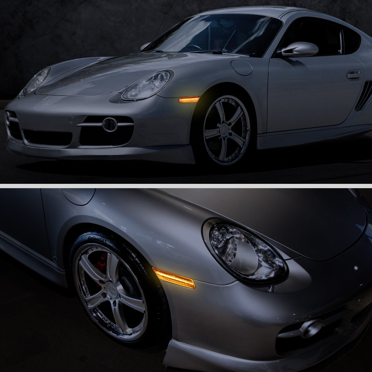 Ronnin - Compatible con Porsche 911 Boxster Caymen 2005-2012 Intermitentes laterales LED secuenciales de parachoques | Par de montaje de repuesto negro ahumado