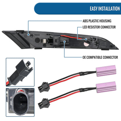 Ronnin - Compatible con Porsche 911 992 Carrera Targa Turbo GT3 Sport Classic 2019-2025, intermitentes LED secuenciales, luces de posición laterales y montaje de luces de parachoques (par) | Negro brillante