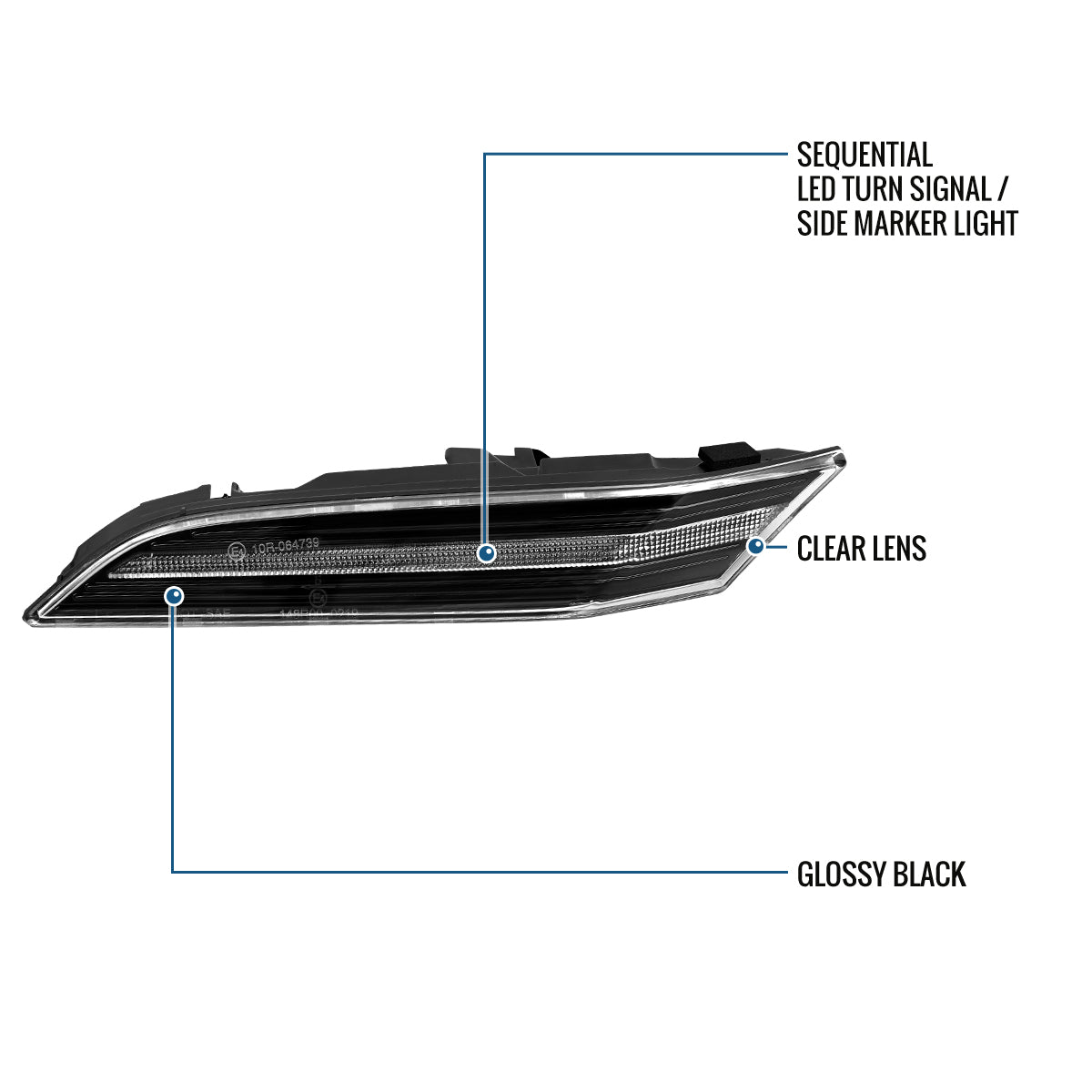 Ronnin - Compatible con Porsche 911 992 Carrera Targa Turbo GT3 Sport Classic 2019-2025, intermitentes LED secuenciales, luces de posición laterales y montaje de luces de parachoques (par) | Negro brillante