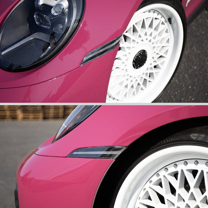 Ronnin - Compatible con Porsche 911 992 Carrera Targa Turbo GT3 Sport Classic 2019-2025, intermitentes LED secuenciales, luces de posición laterales y montaje de luces de parachoques (par) | Negro brillante