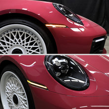 Ronnin - Compatible con Porsche 911 992 Carrera Targa Turbo GT3 Sport Classic 2019-2025, intermitentes LED secuenciales, luces de posición laterales y montaje de luces de parachoques (par) | Negro brillante