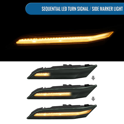 Ronnin - Compatible con Porsche 911 992 Carrera Targa Turbo GT3 Sport Classic 2019-2025 Luces de intermitente secuenciales LED de guardabarros laterales Luces de parachoques de la serie | Ahumado