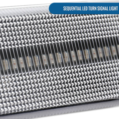 Ronnin - Fits 1997-2004 Porsche Boxster 986 1997-2005 Porsche 911 996 Coupe Convertible Targa LED Sequential Turn Signals Side Marker Bumper Lights Assembly Pair | Clear