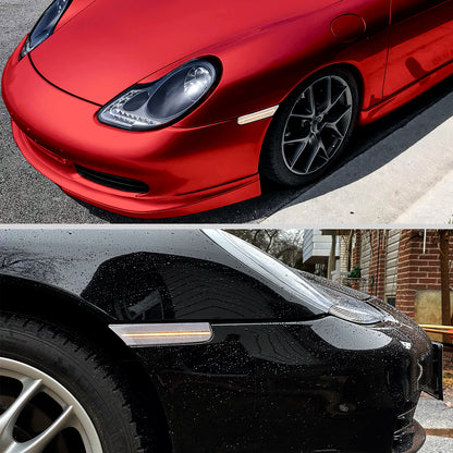 Ronnin - Fits 1997-2004 Porsche Boxster 986 1997-2005 Porsche 911 996 Coupe Convertible Targa LED Sequential Turn Signals Side Marker Bumper Lights Assembly Pair | Clear