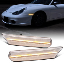 Ronnin - Fits 1997-2004 Porsche Boxster 986 1997-2005 Porsche 911 996 Coupe Convertible Targa LED Sequential Turn Signals Side Marker Bumper Lights Assembly Pair | Clear