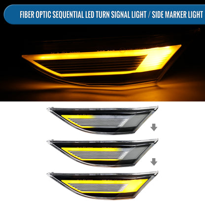 Ronnin - Se adapta a 2012-2025 Porsche 911 Boxster Cayman Luces direccionales secuenciales LED Luces de posición laterales Par de montaje | Negro