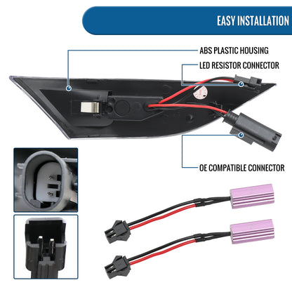 Ronnin - Se adapta a 2012-2025 Porsche 911 Boxster Cayman Luces direccionales secuenciales LED Luces de posición laterales Par de montaje | Negro